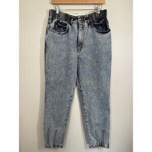 VINTAGE P.S. GITANO 90's Paper Bag Waist High Rise Mom Jeans Size 14 100% Cotton